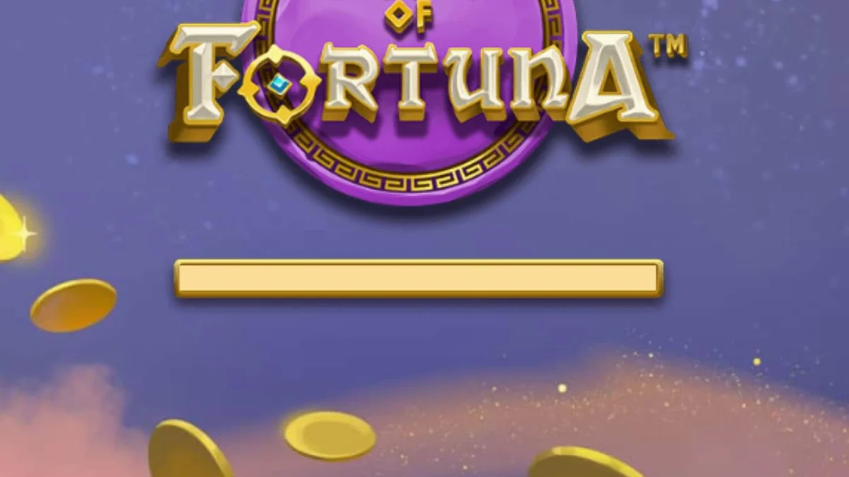 Tampilan visual slot Rise of Fortuna dengan latar belakang arsitektur Romawi dan Dewi Fortuna.