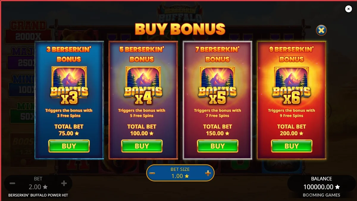 Tampilan visual slot Berserkin’ Buffalo Power Hit dengan latar belakang padang gurun mistis.
