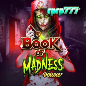 Tampilan visual slot Book of Madness Deluxe dengan tema rumah sakit jiwa yang mencekam